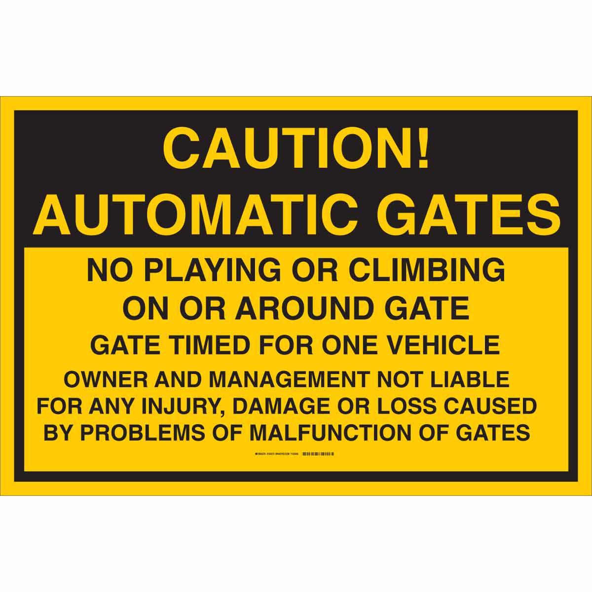 124273 B302 24X36 BLK/YEL CAUTION! AUTOMATIC