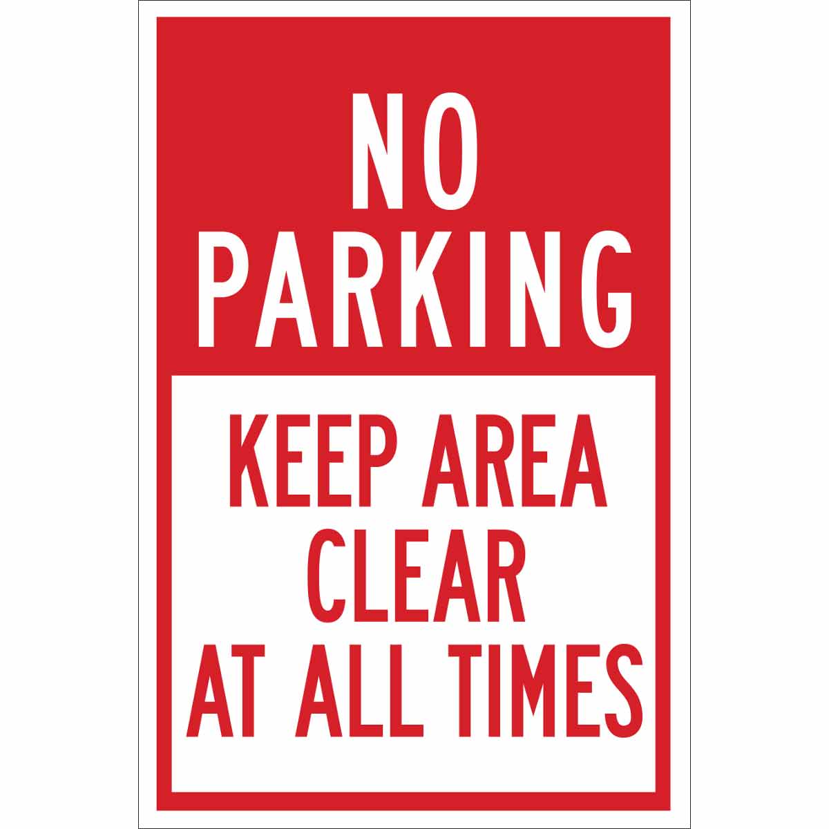 124313 B302 18X12 RED/WHT NO PARKING KEEP AREA