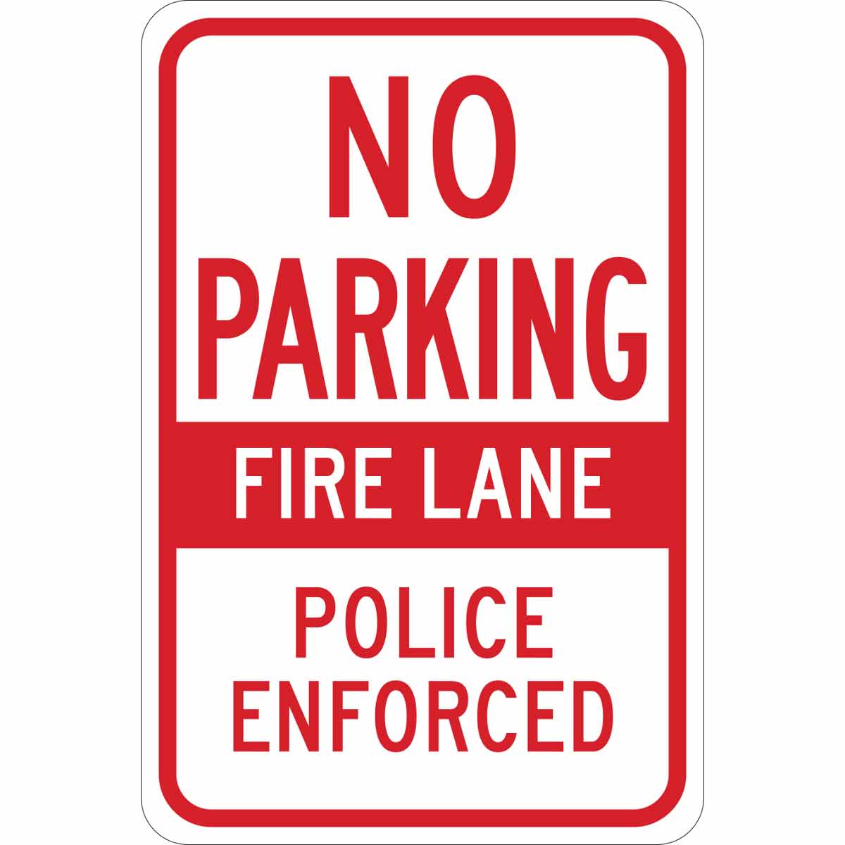 124320 B555 18X12 RED/WHT NO PARKING FIRE LANE