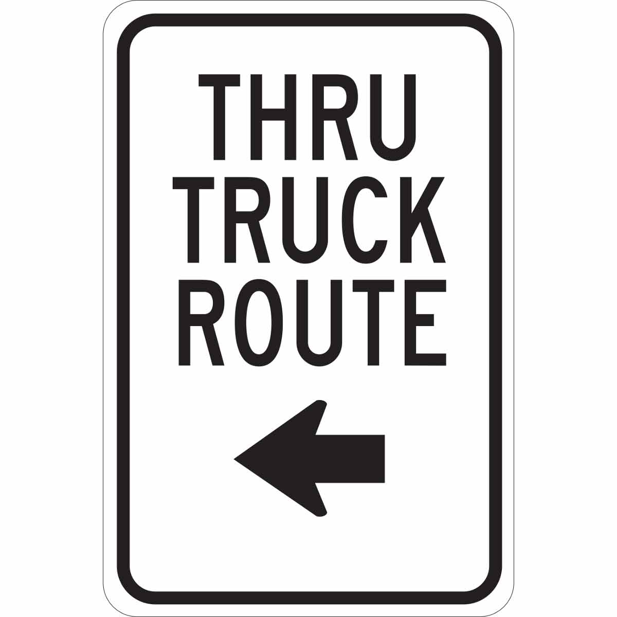 124481 B302 18X12 BLK/WHT THRU TRUCK ROUTE