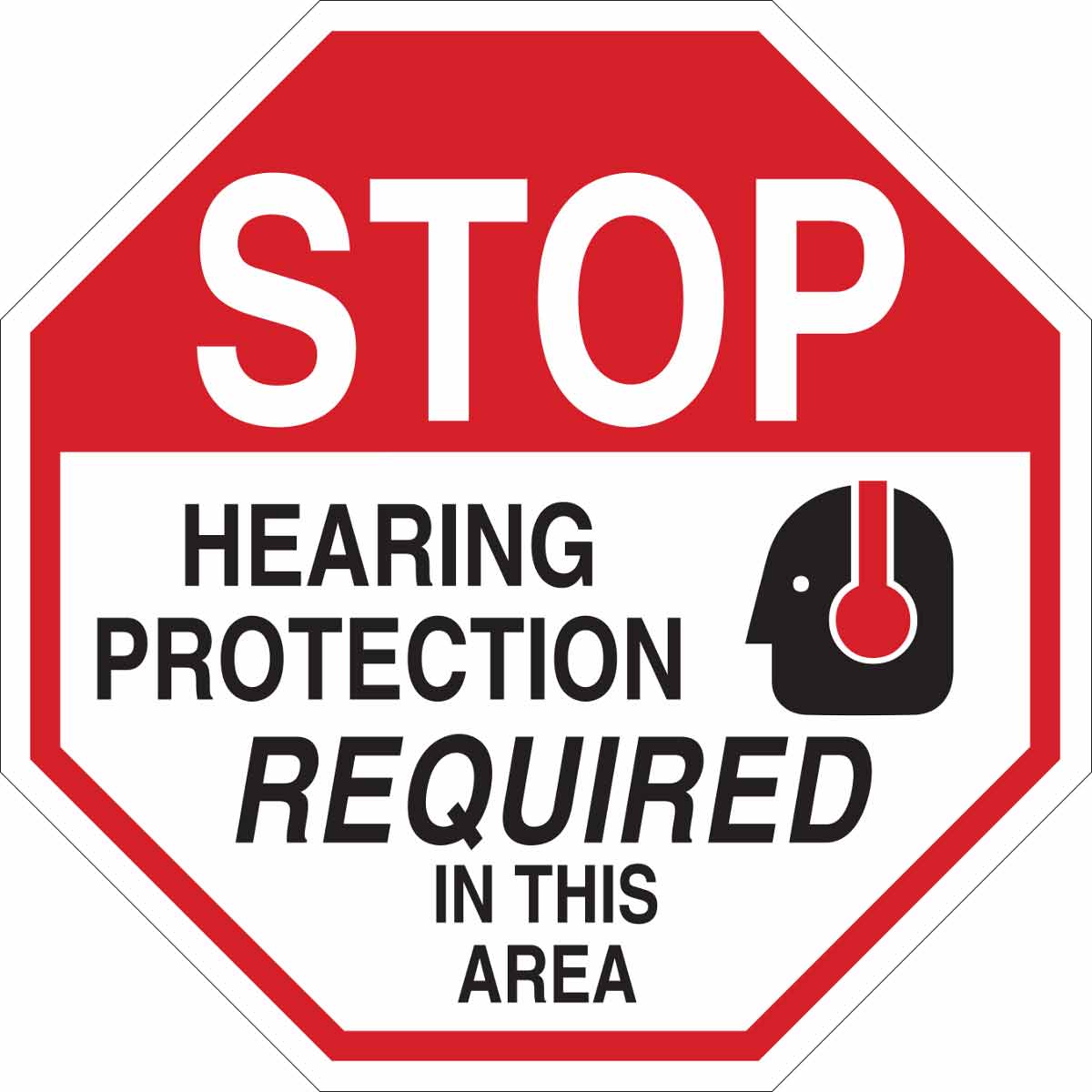 124552 B555 24X24 BLK/RED/WHT STOP HEARING PROT