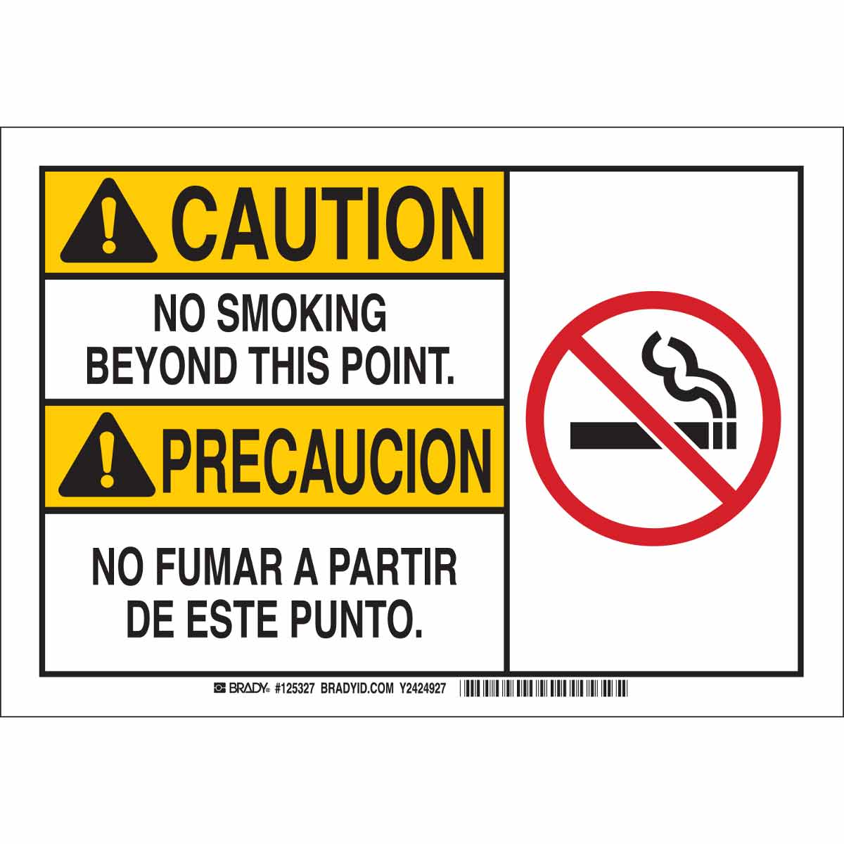 125328 B555 10X14 BLK/RED/YEL/WHT CAUTION NO