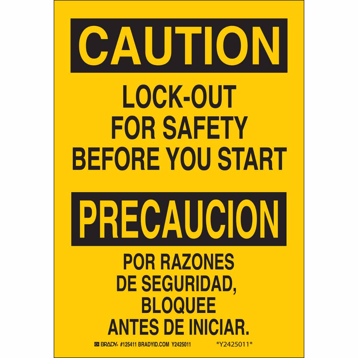 125412 B555 14X10 BLK/YEL BILING/CAUTION LOCK