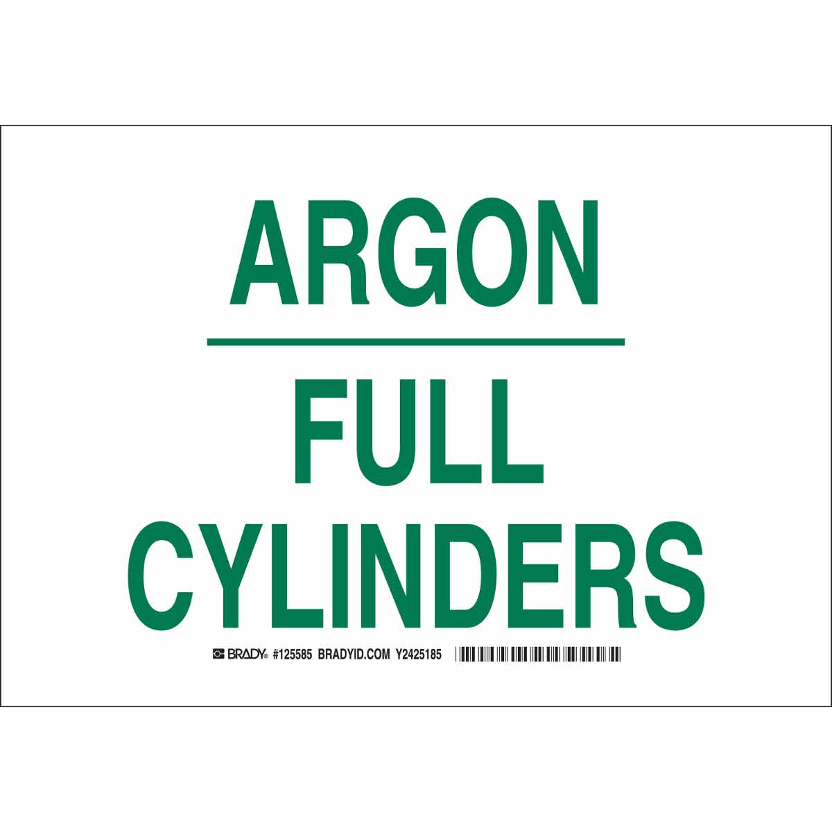 125588 B302 10X14 GRN/WHT ARGON FULL CYLINDERS