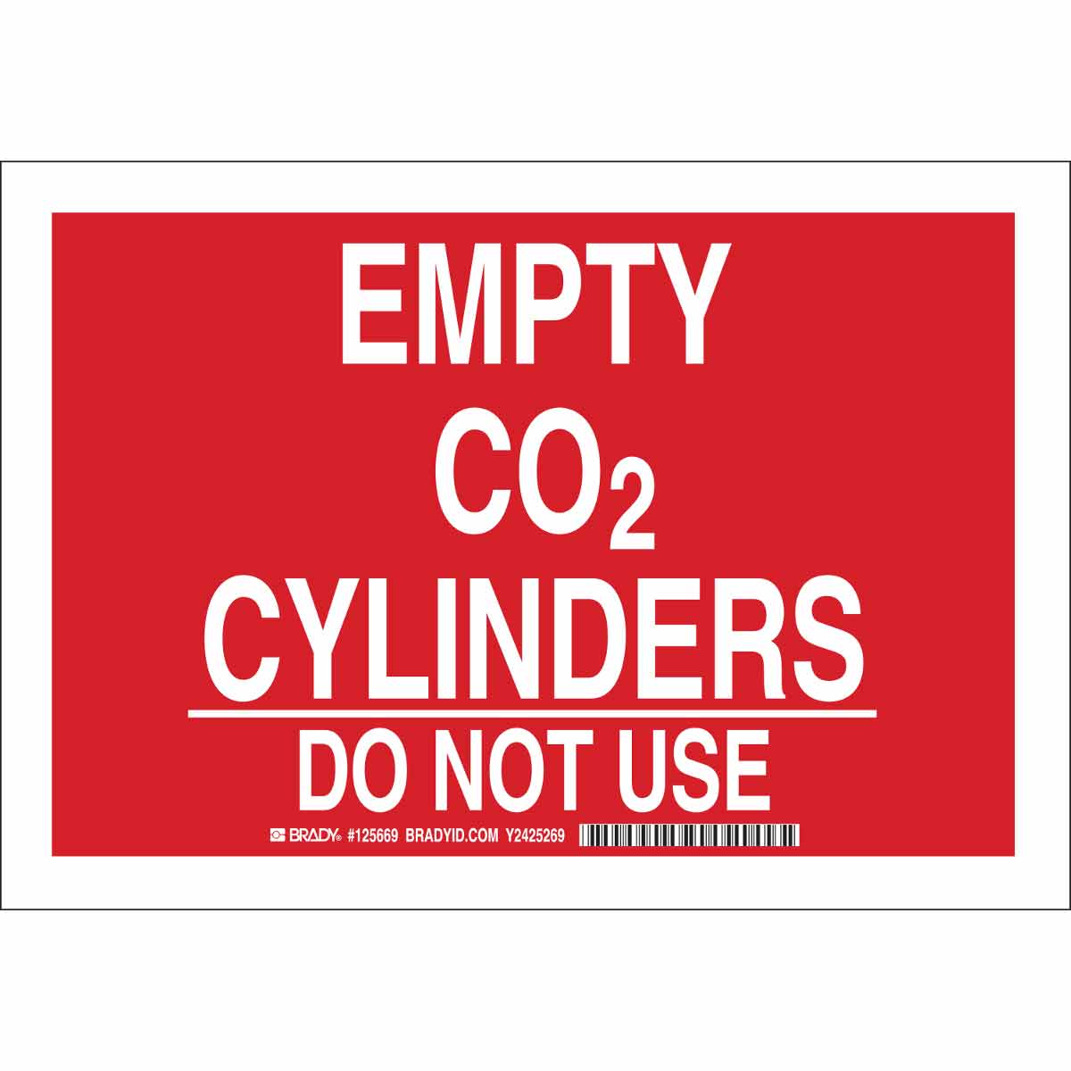 125672 B302 10X14 WHT/RED EMPTY CO2 CYLINDERS