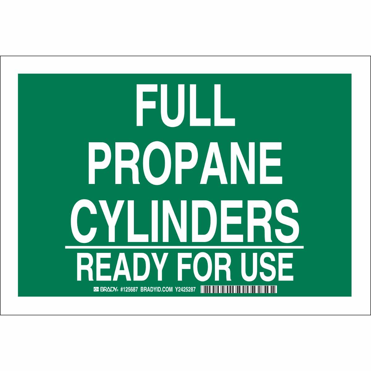 125690 B302 10X14 WHT/GRN FULL PROPANE CYLINDER