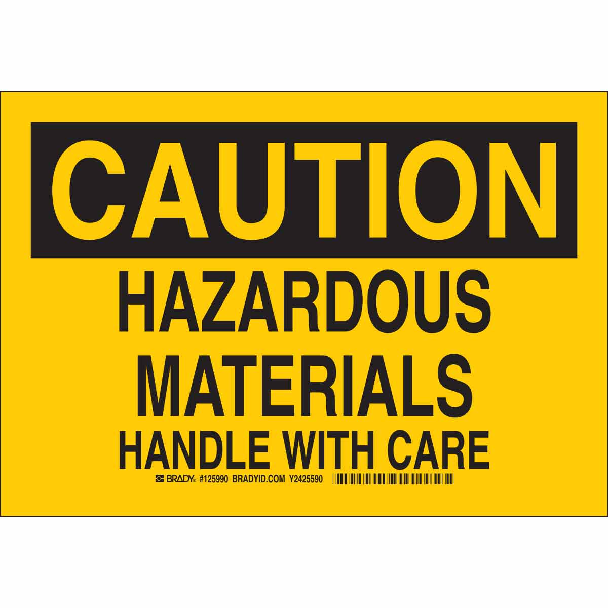125993 B302 10X14 BLK/YEL CAUTION HAZARDOUS