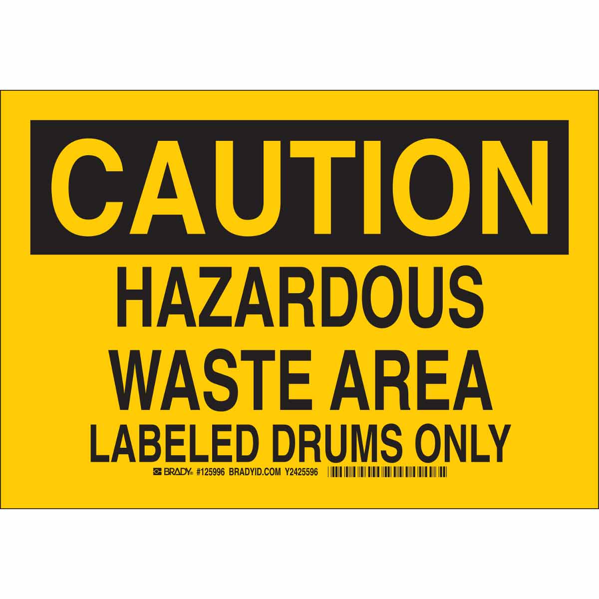 125997 B555 10X14 BLK/YEL CAUTION HAZARDOUS