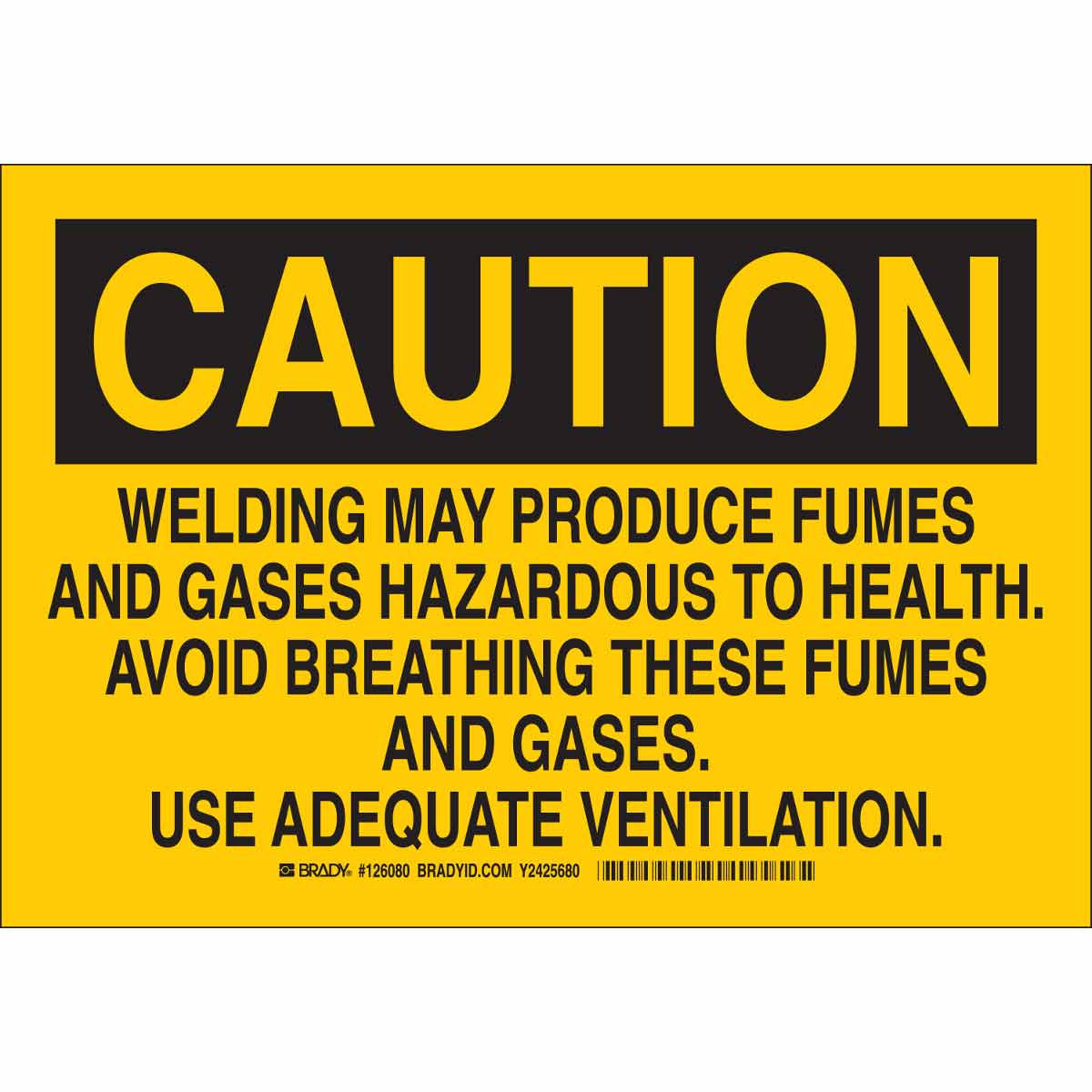 126083 B302 10X14 BLK/YEL CAUTION WELDING MAY