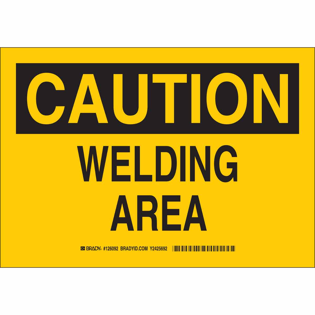 126095 B302 10X14 BLK/YEL CAUTION WELDING AREA