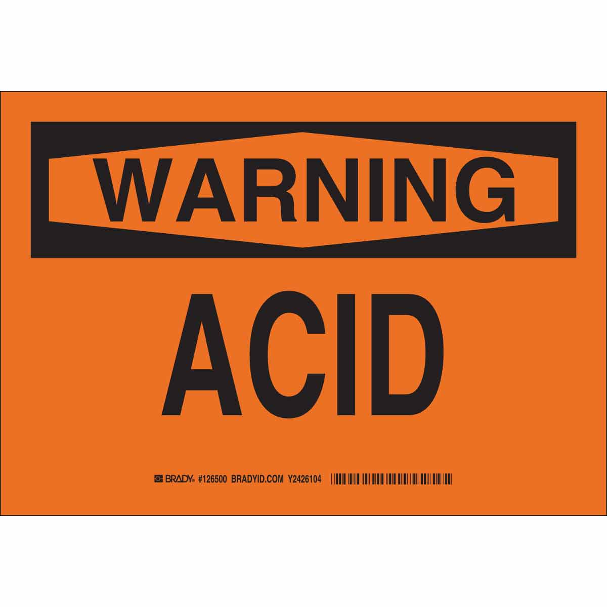 126503 B302 10X14 BLK/ORG WARNING ACID