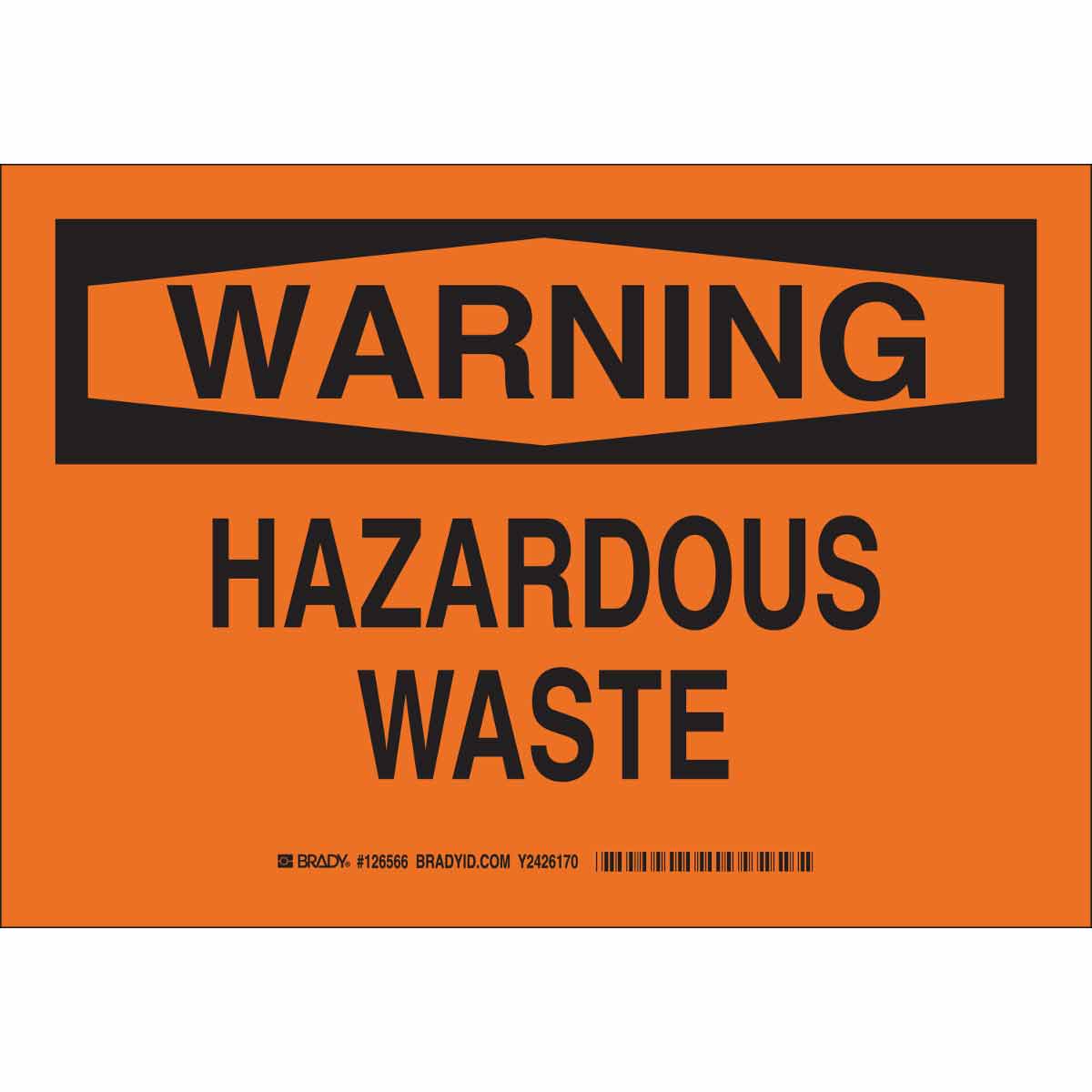 126569 B302 10X14 BLK/ORG WARNING HAZARDOUS
