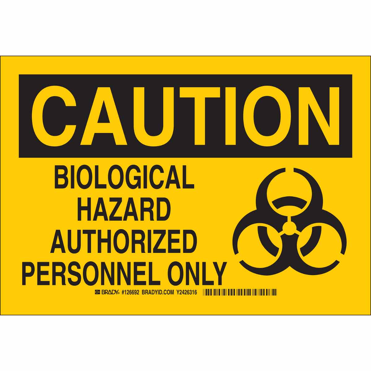 126695 B302 10X14 BLK/YEL CAUTION BIOLOGICAL