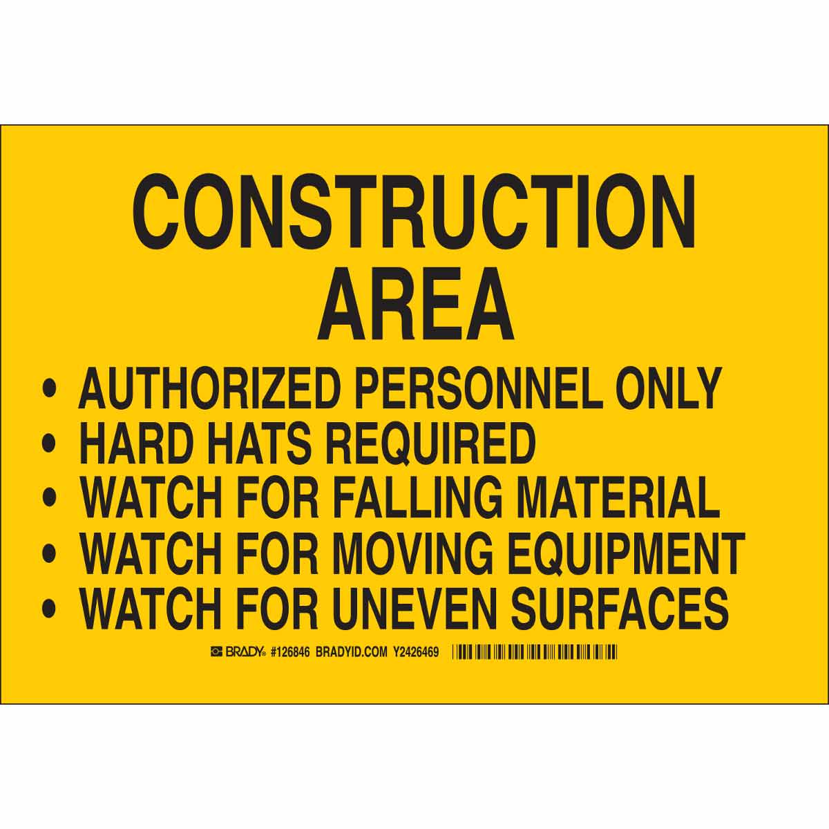 126849 B555 10X14 BLK/YEL CONSTRUCTION AREA