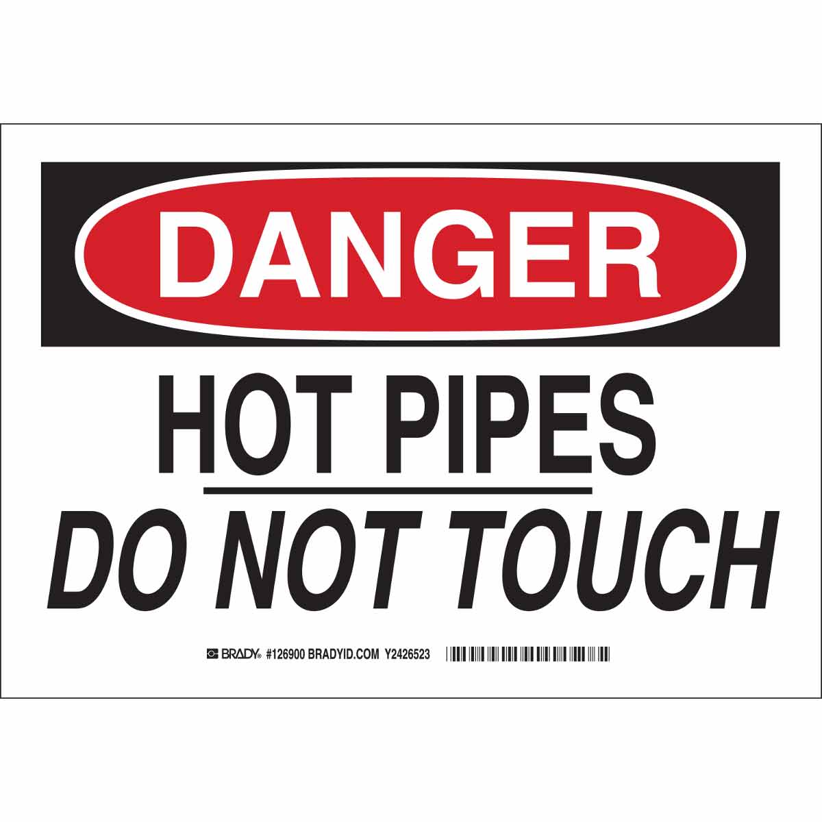 126902 B302 7X10 BLK/RED/WHT DANGER HOT PIPES