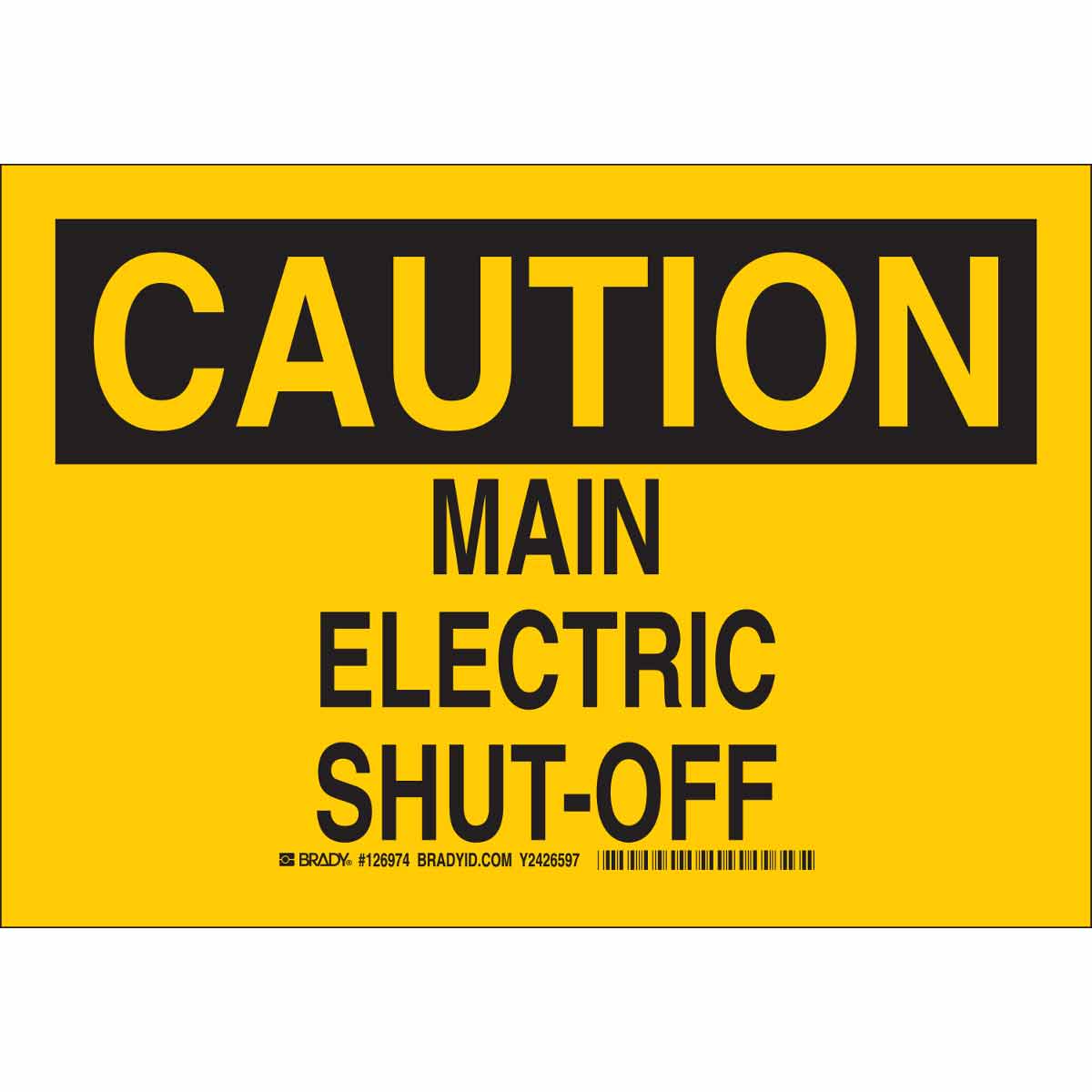 126976 B401 10X14 BLK/YEL CAUTION MAIN ELECTRIC