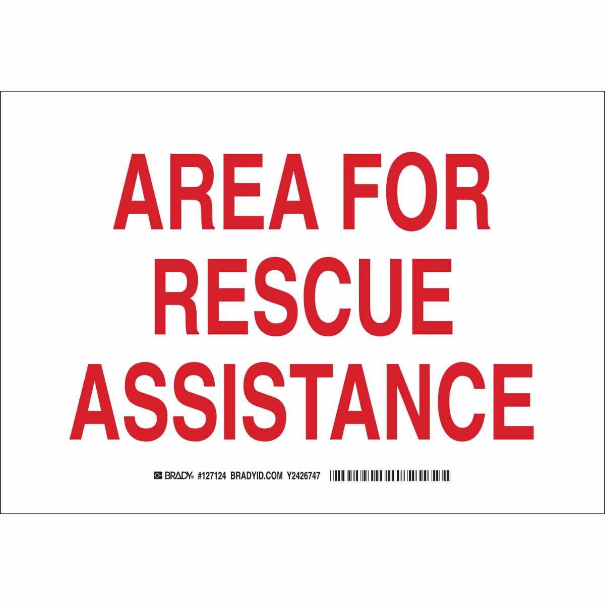 127125 B555 10X14 RED/WHT AREA FOR RESCUE