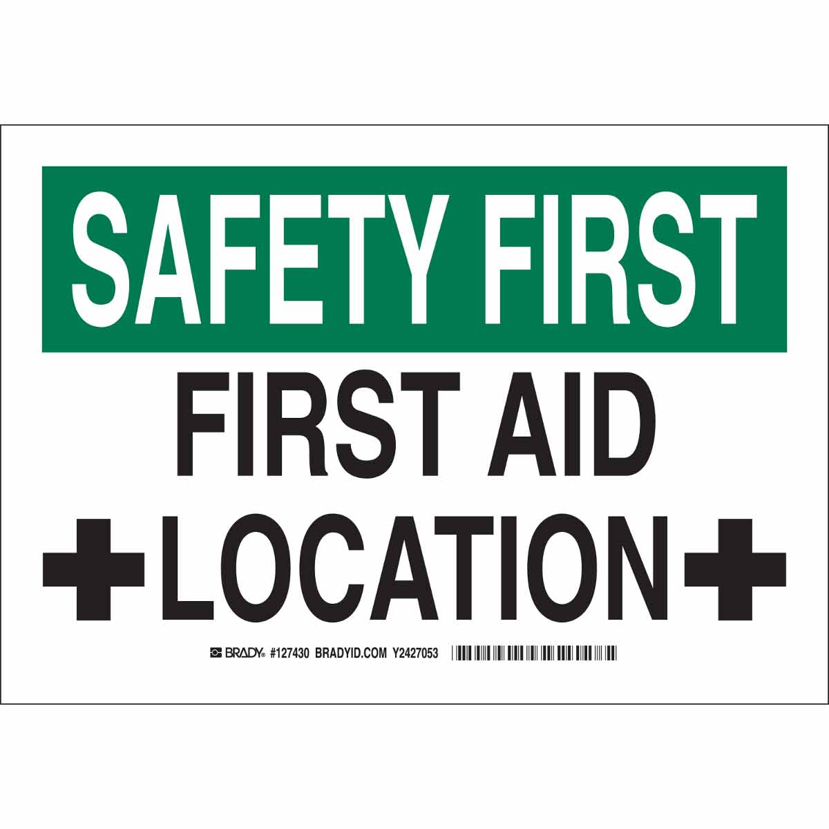 127431 B555 10X14 BLK/GRN/WHT SAFETY FIRST