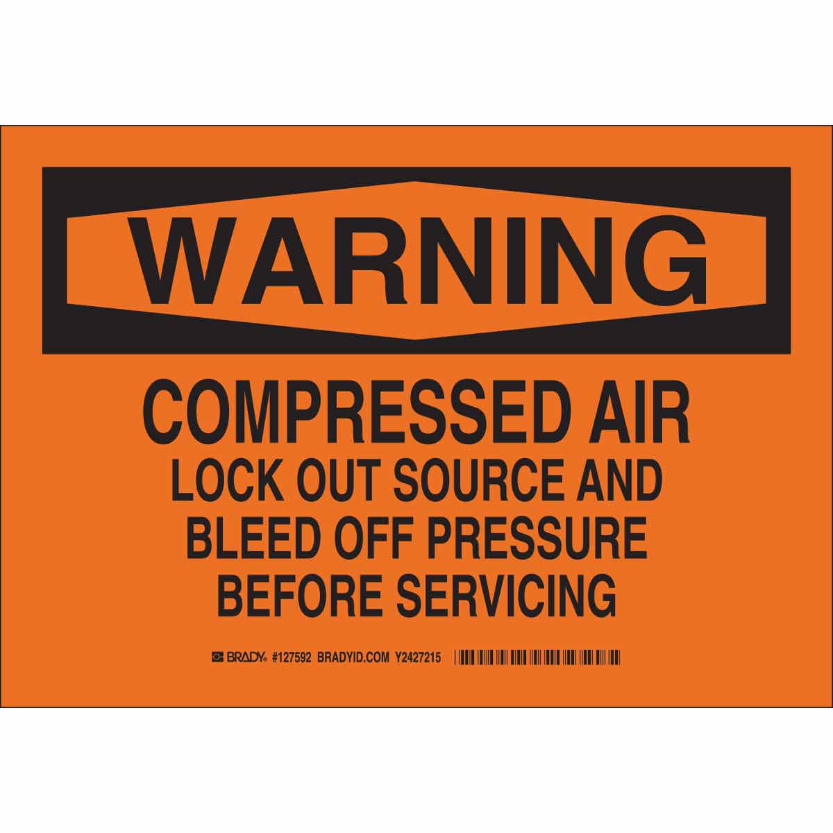 127593 B555 10X14 BLK/ORG WARNING COMPRESSED