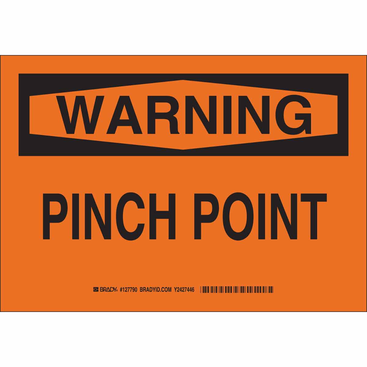 127792 B401 10X14 BLK/ORG WARNING PINCH POINT