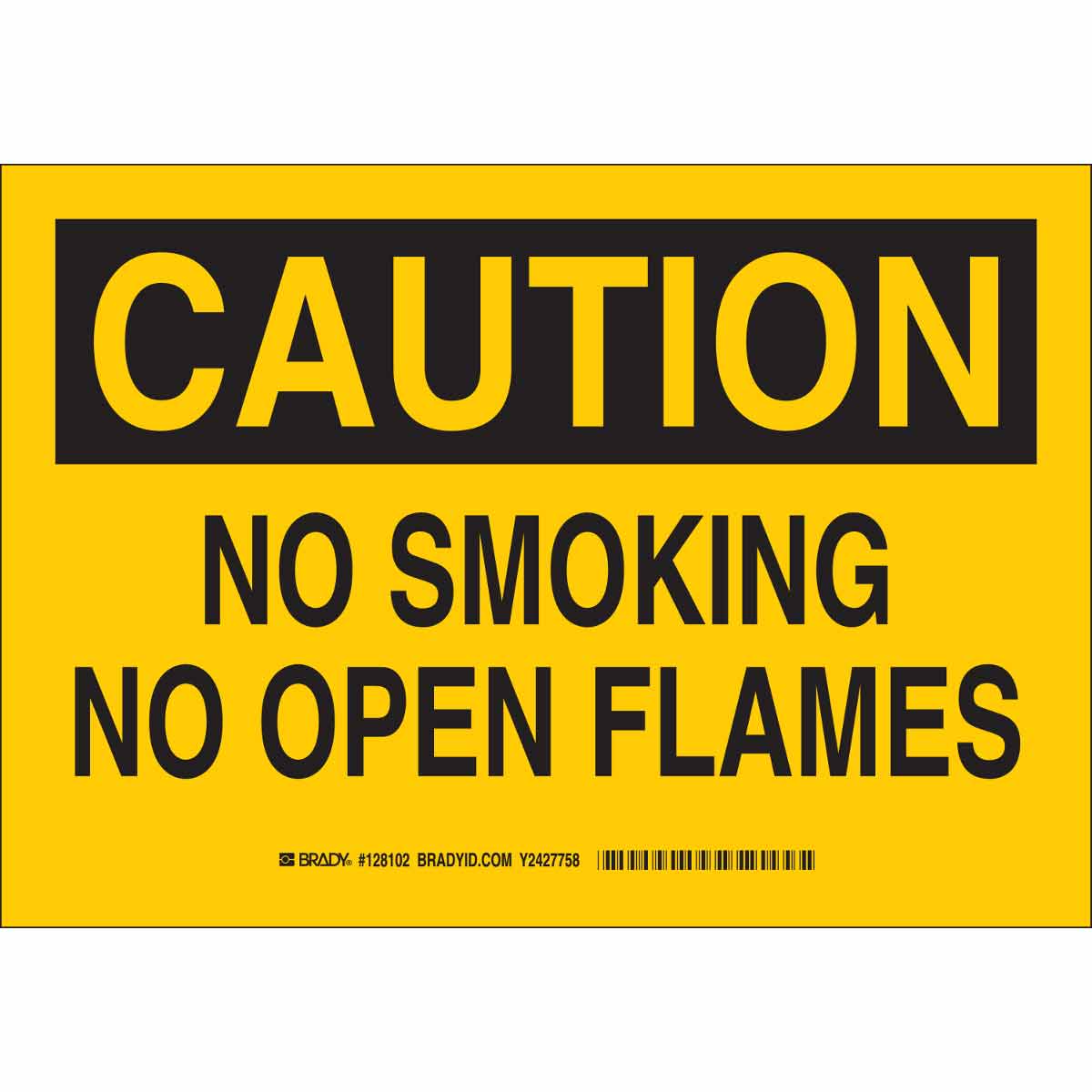 128102 B302 7X10 BLK/YEL CAUTION NO SMOKING