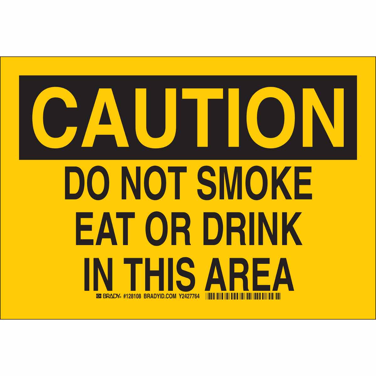 128110 B401 10X14 BLK/YEL CAUTION DO NOT SMOKE