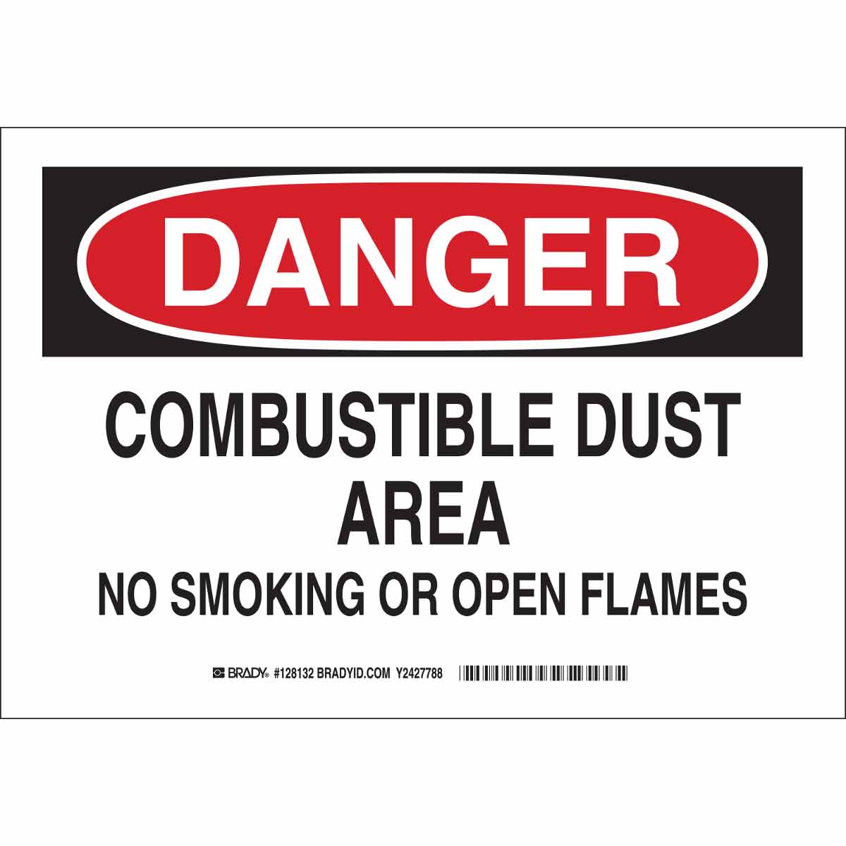 128134 B401 10X14 BLK/RD/WHT DANGER COMBUSTIBLE