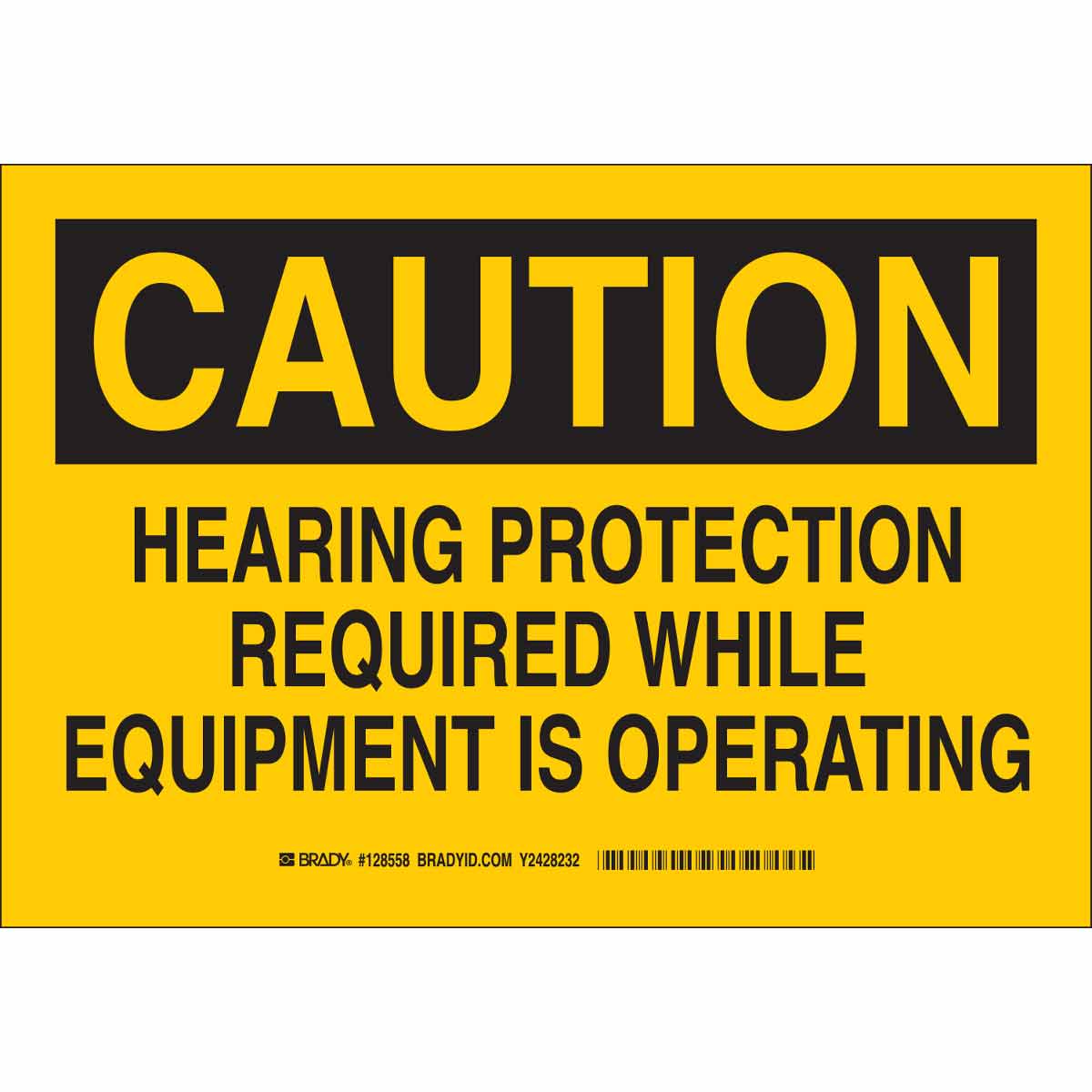 Brady 119392 AluminumDanger Ear Protection Required Sign 10 Height x 7 Width Black/Red/White 10 Height x 7 Width Brady Worldwide Inc 