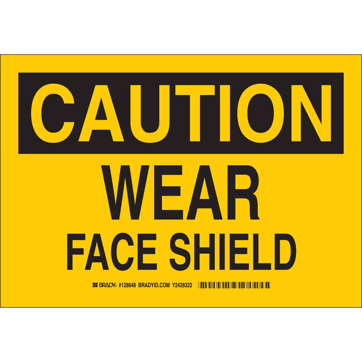 128651 B302 10X14 BLK/YEL CAUTION WEAR FACE