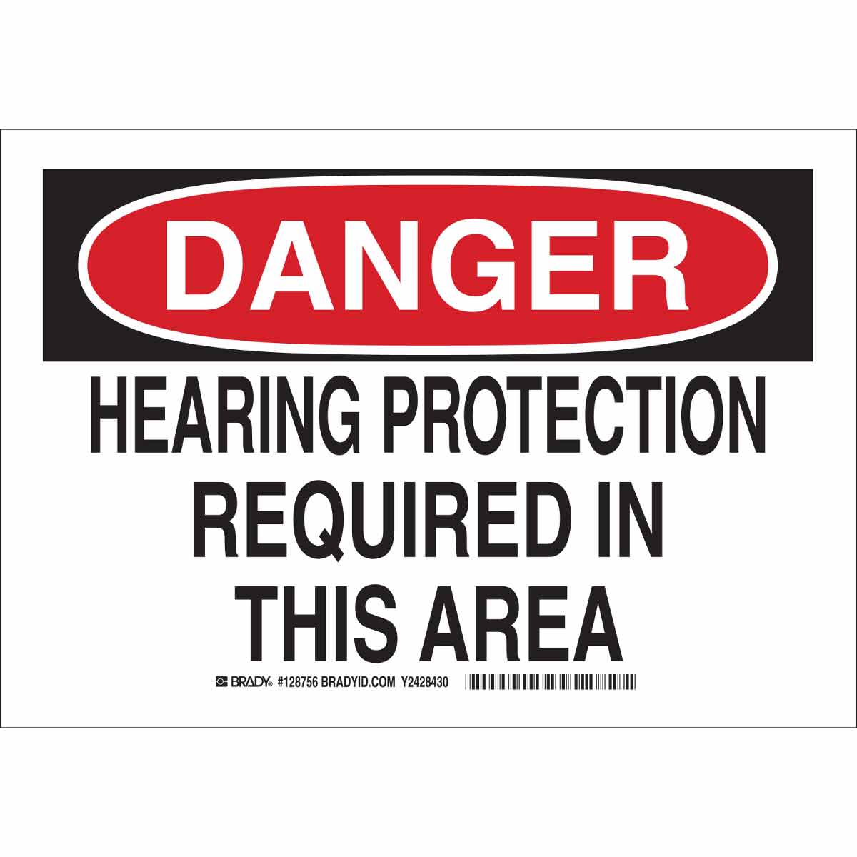 128757 B555 10X14 BLK/RED/WHT DANGER HEARING