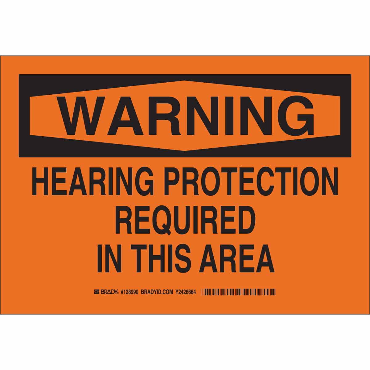 128993 B302 10X14 BLK/ORG WARNING HEARING