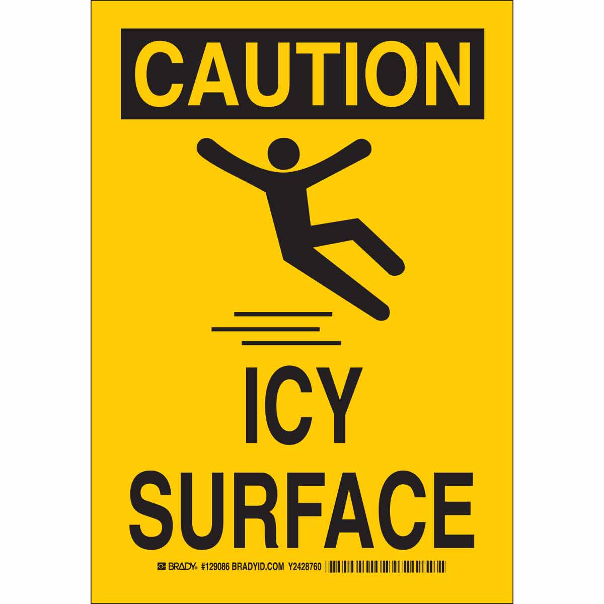 129089 B302 14X10 BLK/YEL CAUTION ICY SURFACE