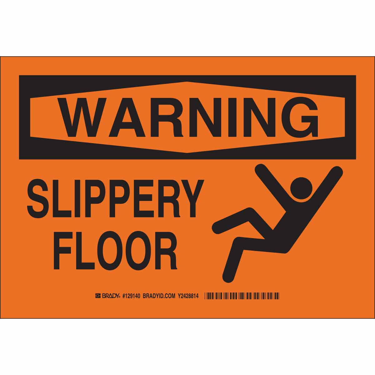 129142 B401 10X14 BLK/ORG WARNING SLIPPERY