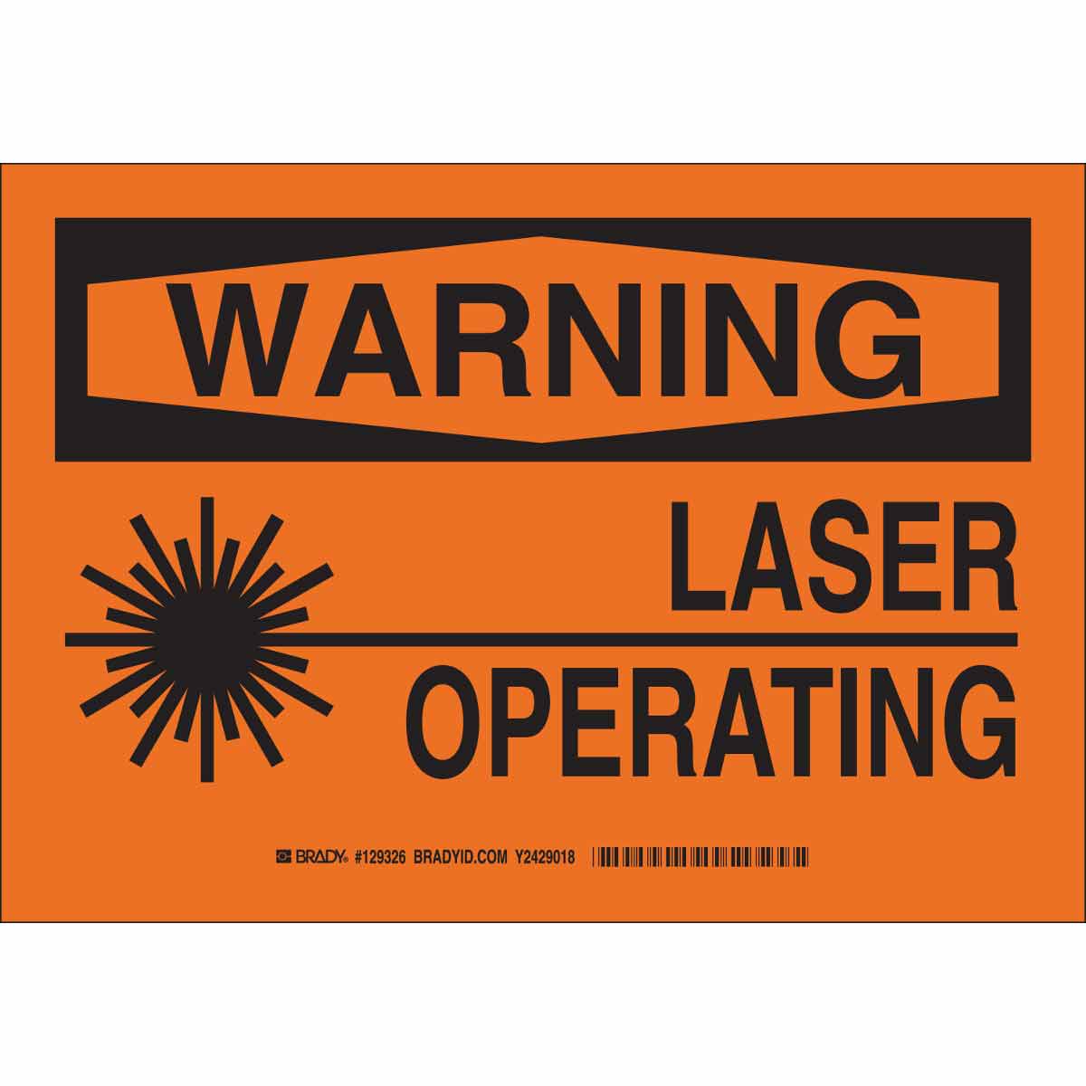 129328 B401 10X14 BLK/ORG WARNING LASER