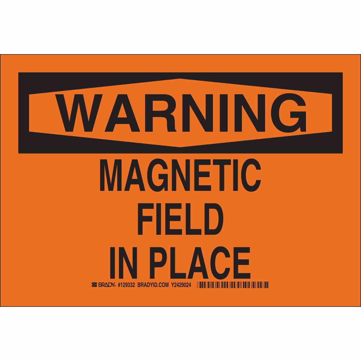 129333 B555 10X14 BLK/ORG WARNING MAGNETIC