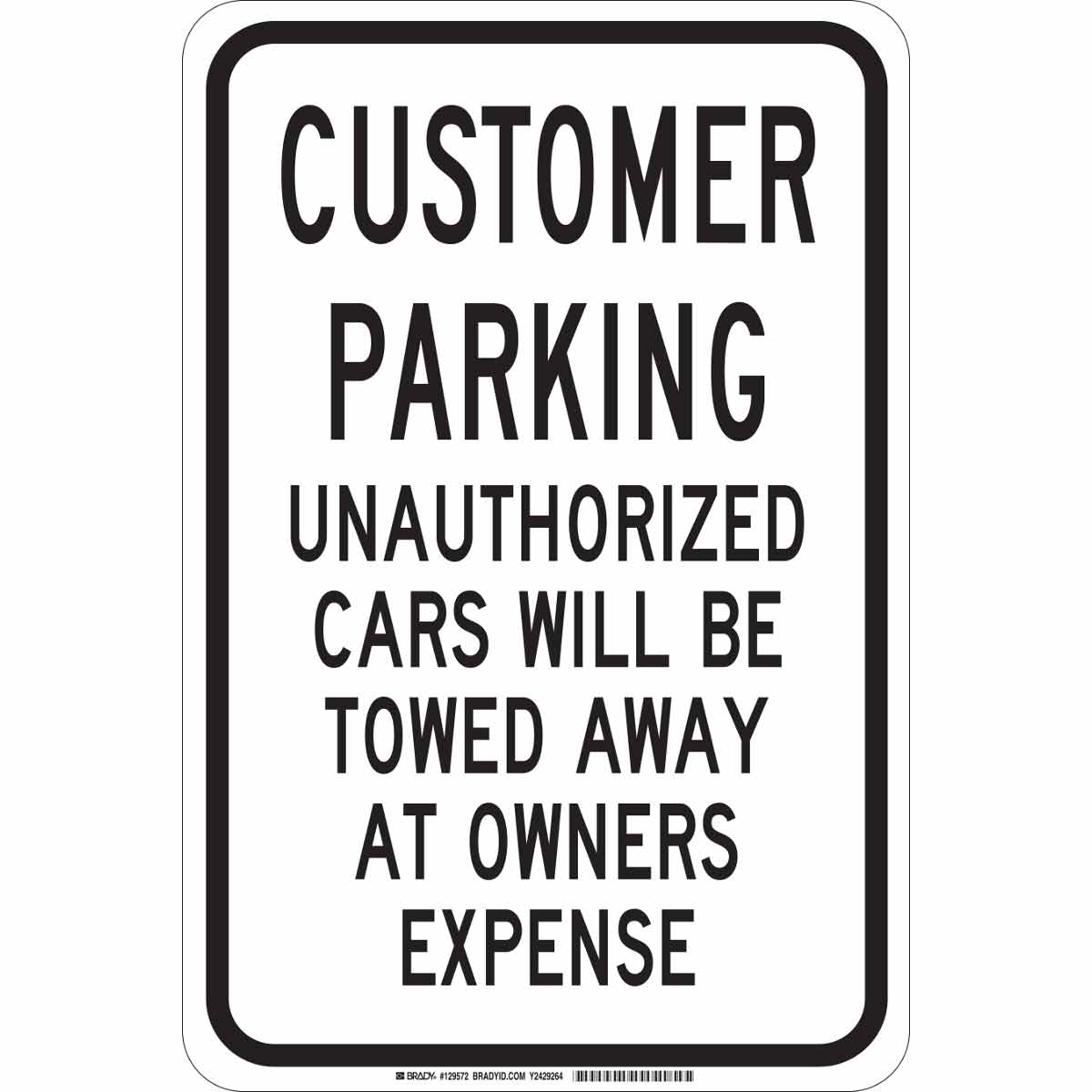 129572 B302 18X12 BLK/WHT CUSTOMER PARKING