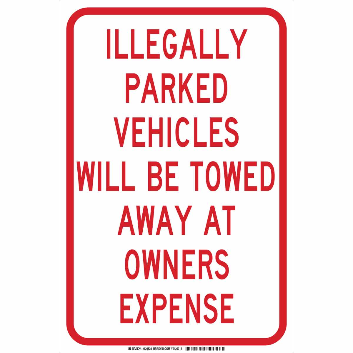 129622 B401 18X12 RED/WHT ILLEGALLY PARKED