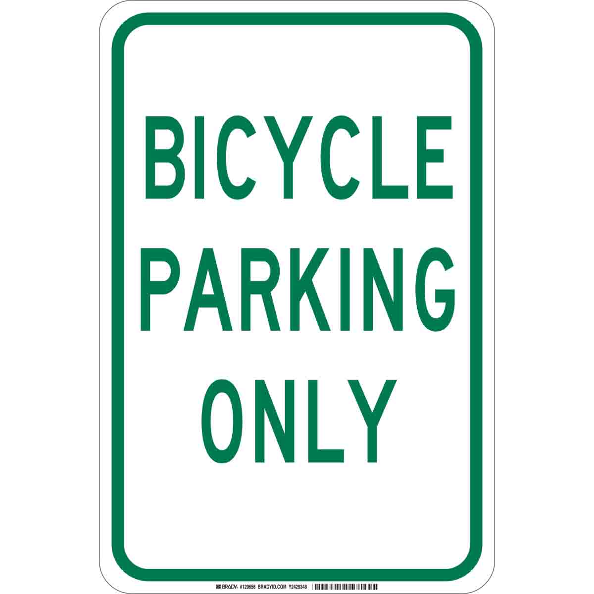 129656 B302 18X12 GRN/WHT BICYCLE PARKING ONLY
