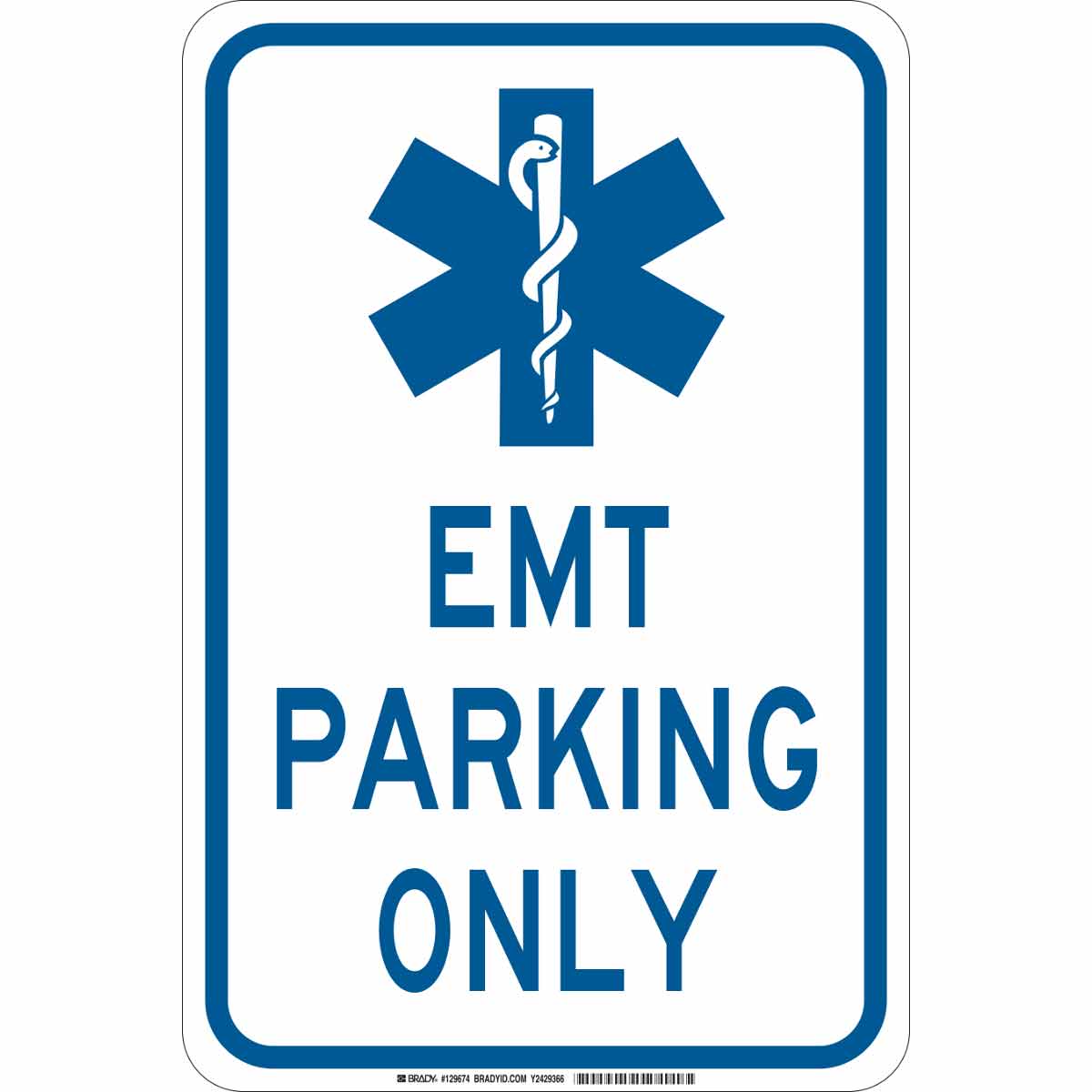 129674 B302 18X12 BLU/WHT EMT PARKING ONLY