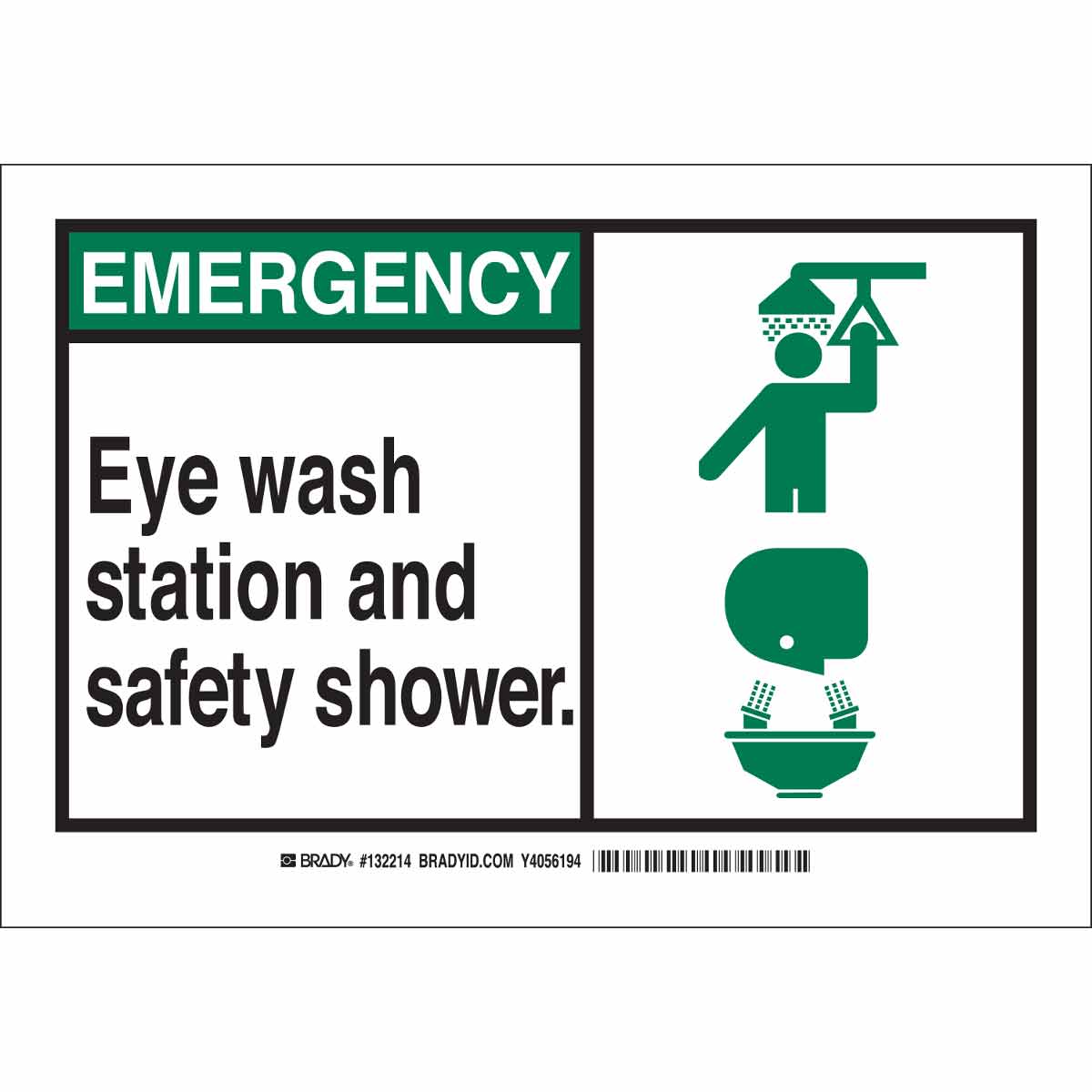 Black and Blue on White 10 Weight LegendEmergency Eye Wash 7 Height Brady 127392 First Aid Sign 