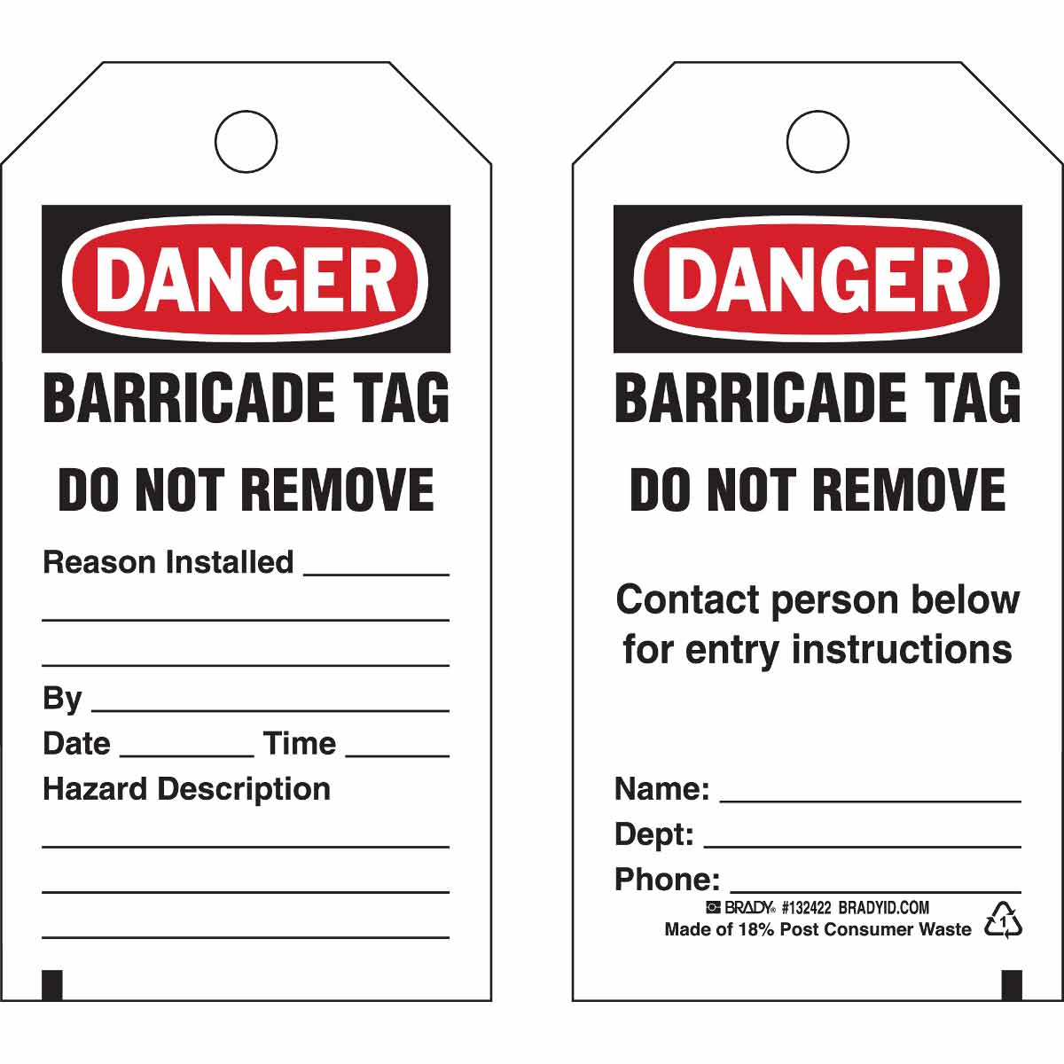 132422 TAG B851 5.75X3 BK,RD/W 25PK BARRICADE