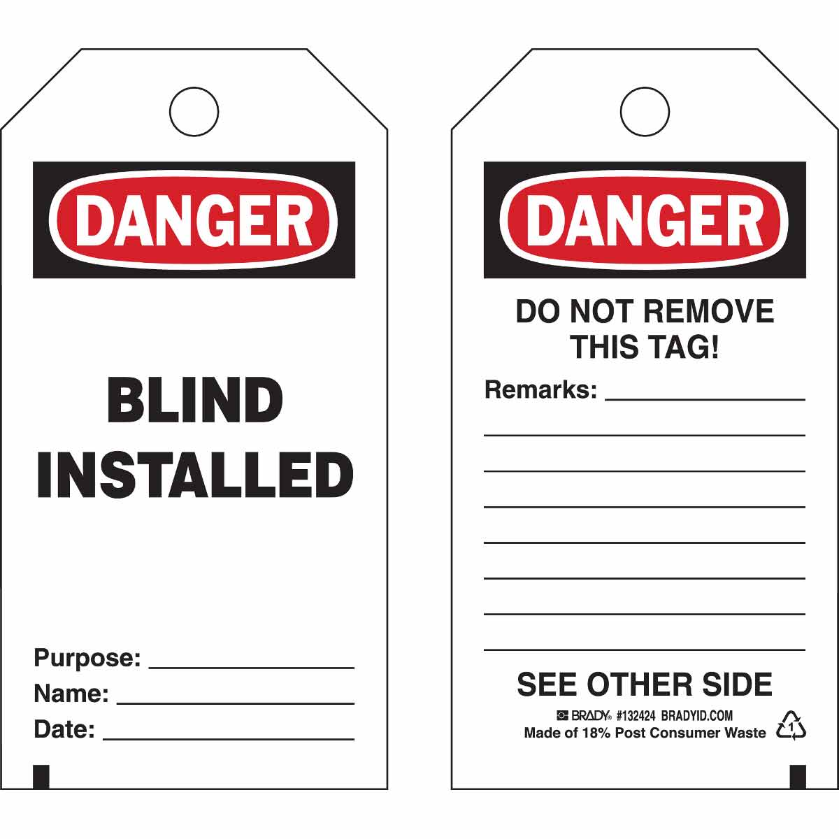132424 TAG B851 5.75X3 BK/RD/WH 25/PK BLIND TAG