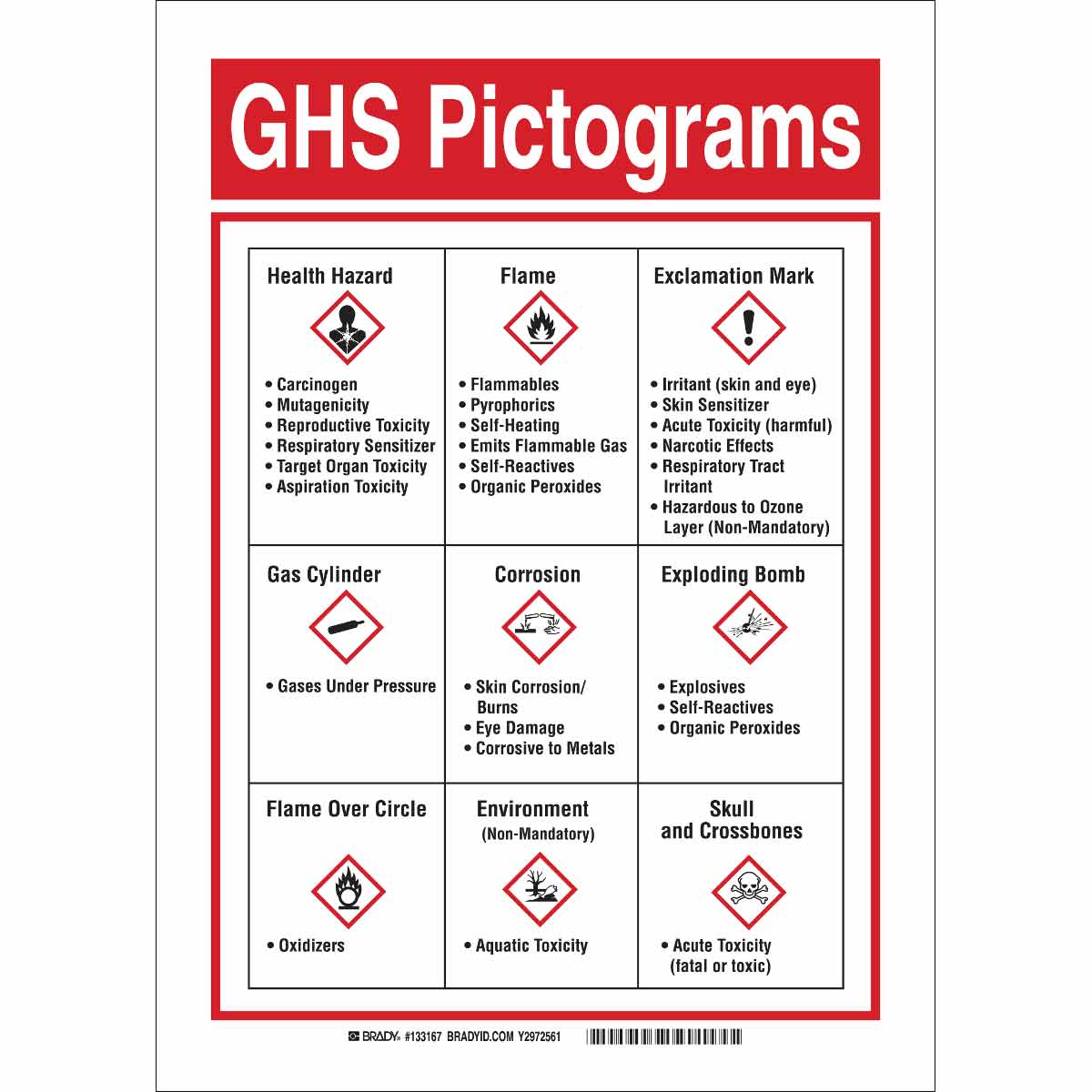 133167 B140 14X10 BLK,RED/WHT GHS PICTOGRAMS