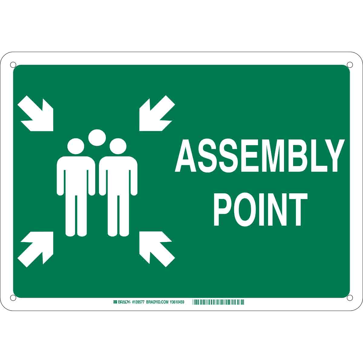 139579 B120 18X24 WHT/GN ASSEMBLY POINT SIGN