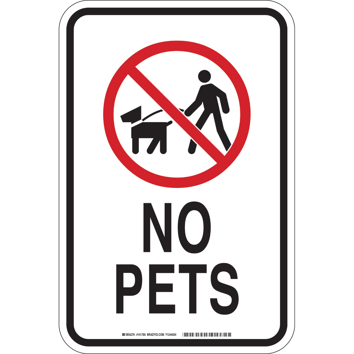 141786 B555 18X12 BLK,RED/WHT NO PETS W/PICTO