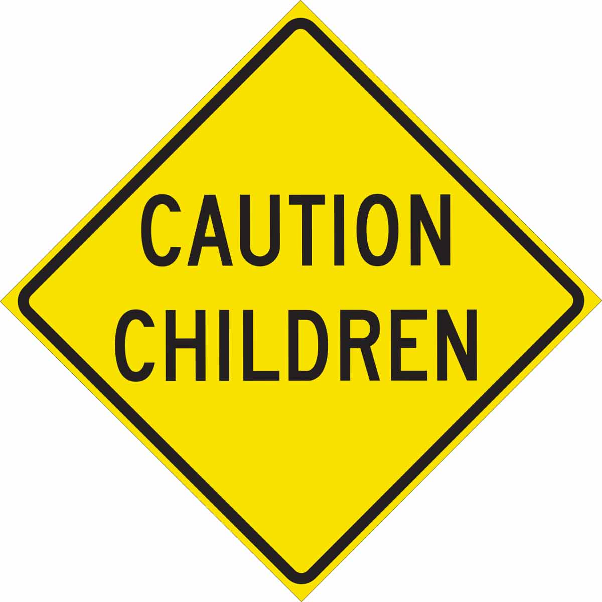 142856 24X24 BLK/YEL CAUTION CHILDREN SIGN HIP
