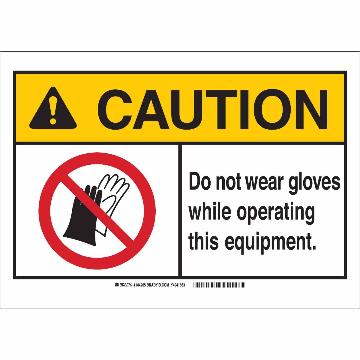 Black/Red/White Brady 120772 PlasticDanger Safety Gloves Required Sign 7 H x 10 W 