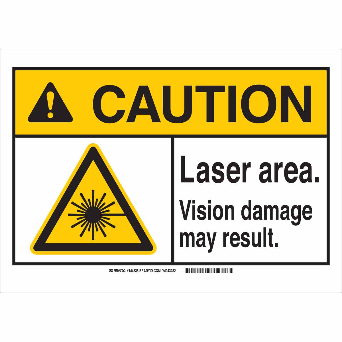 144535 B302 10X14 ANSI BLK,YEL/WHT LASER AREA