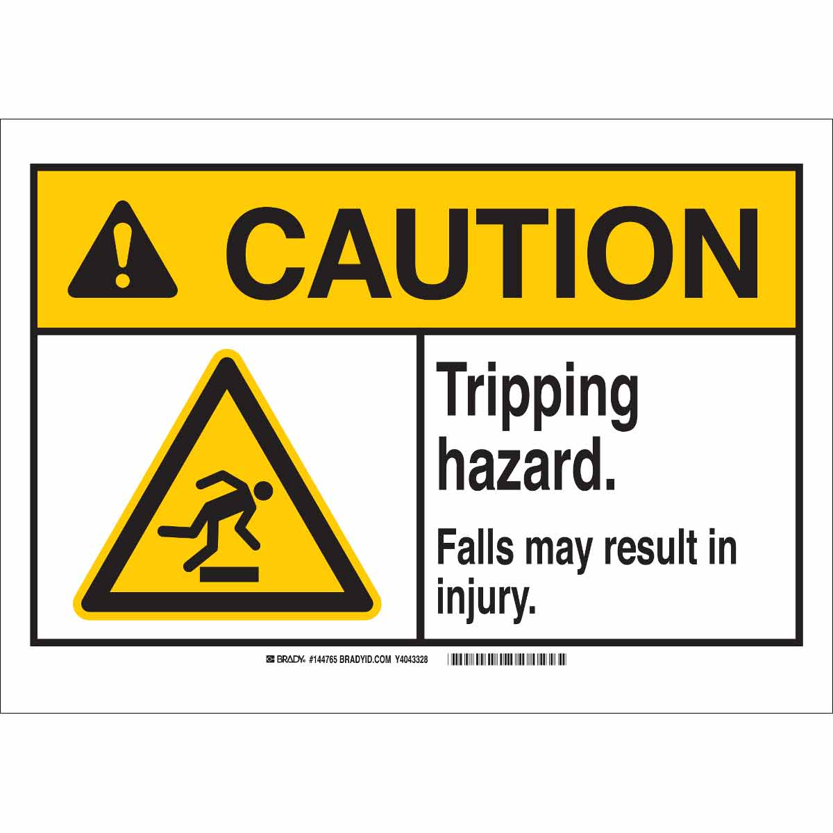 144763 B120,10X14,BLK,YEL/WHT,TRIPPING HAZARD