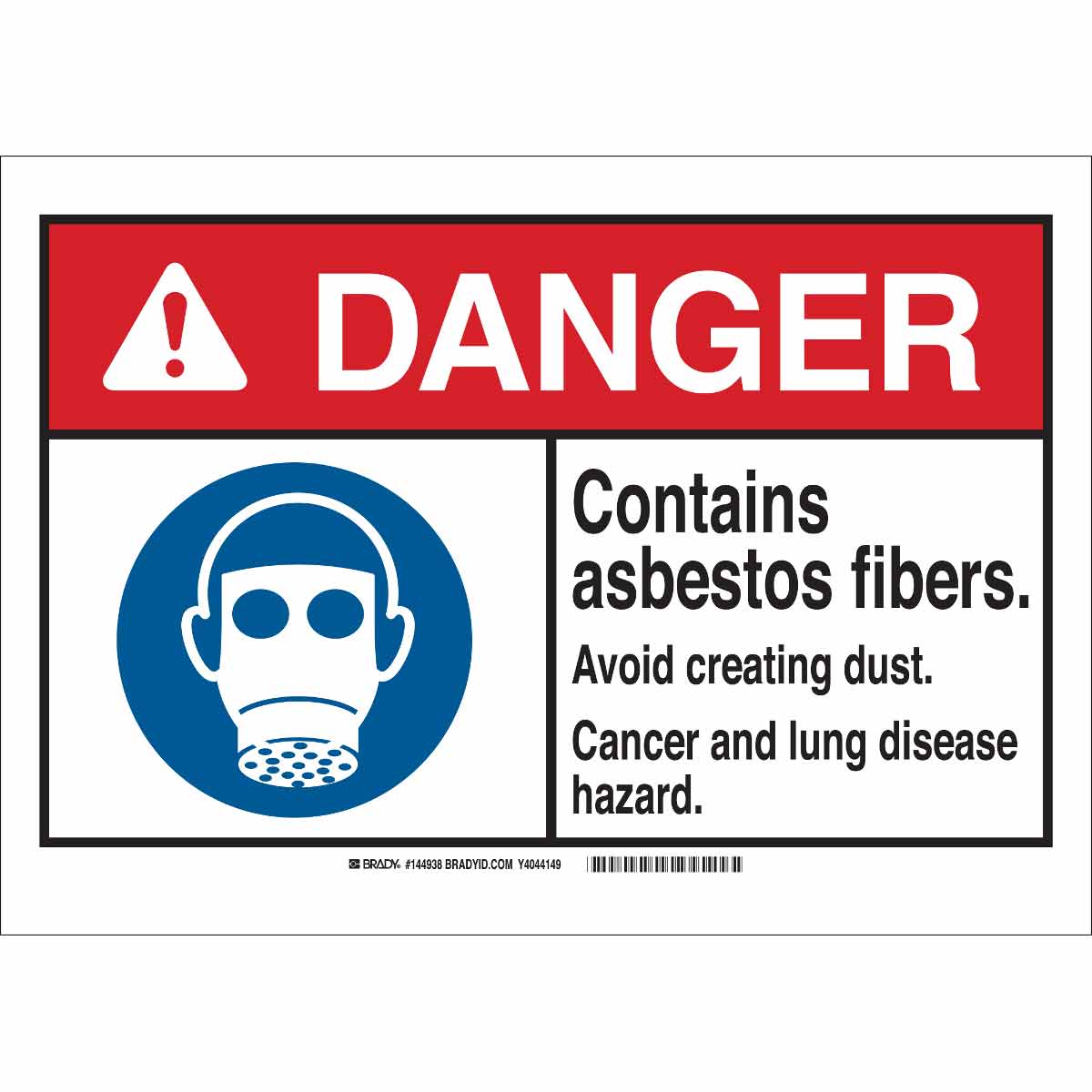 Danger this product contains asbestos safety sign 